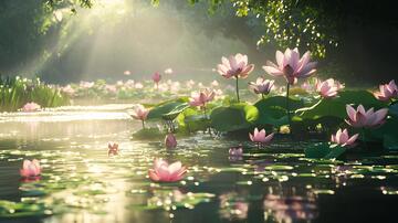 阳光与荷花阳光荷塘荷花