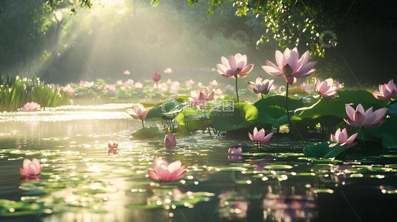 高清大图下载【趣麦麦图】阳光与荷花阳光荷塘荷花