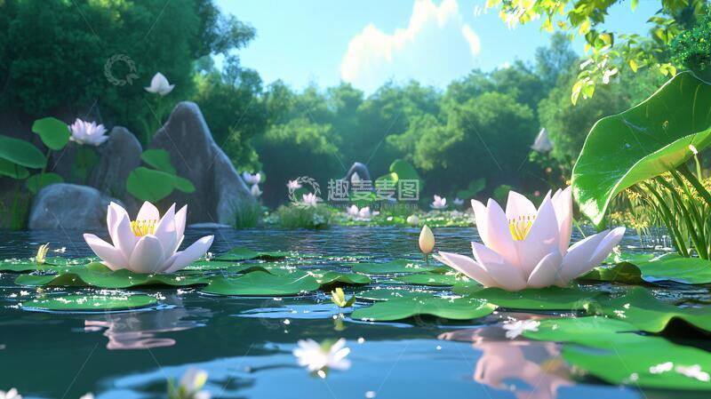 高清大图下载【趣麦麦图】荷花大场景荷花背景意境