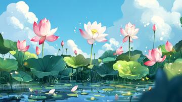 夏天荷塘插画38