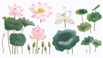 手绘荷花荷花素材