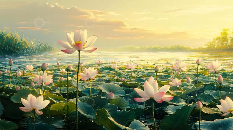 高清大图下载【趣麦麦图】唯美荷花黄昏荷花7