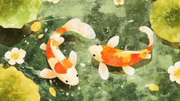 插画锦鲤锦鲤插画手绘1