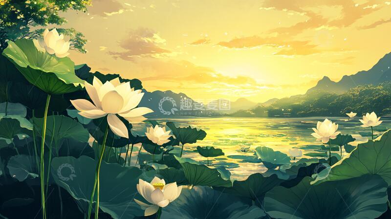 高清大图下载【趣麦麦图】唯美荷花黄昏荷花10