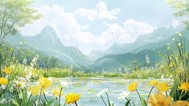 高清大图下载【趣麦麦图】宽屏风景画插画场景宽幅1