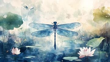 禅意蜻蜓戏水画2