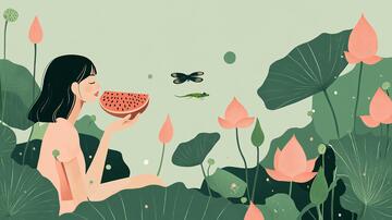 立夏节气美女假期旅游1