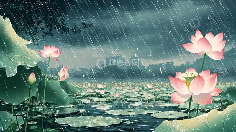 高清大图下载【趣麦麦图】荷花开放动画2