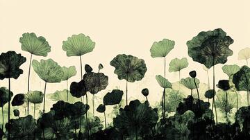 水墨荷叶荷叶插画荷花