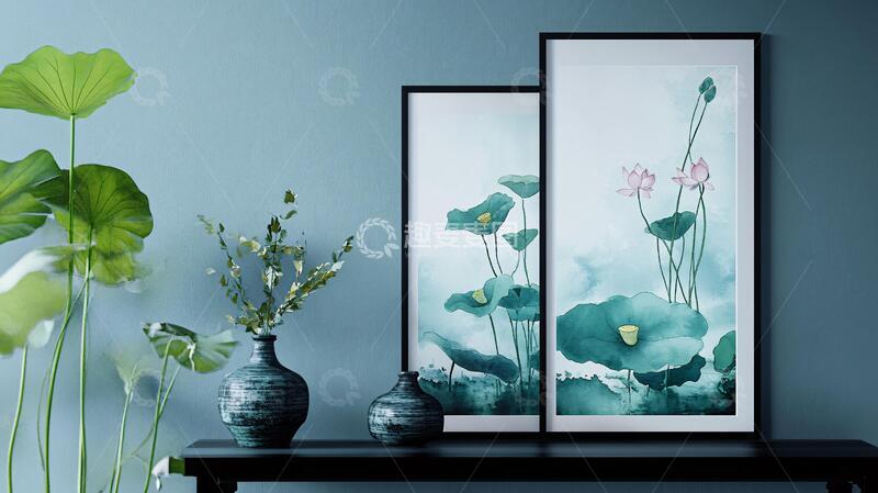 高清大图下载【趣麦麦图】荷花客厅装饰画