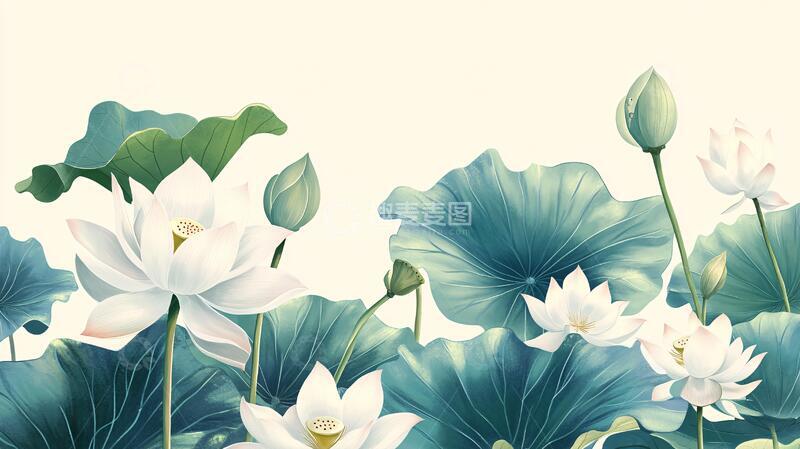 高清大图下载【趣麦麦图】荷花包装插画3