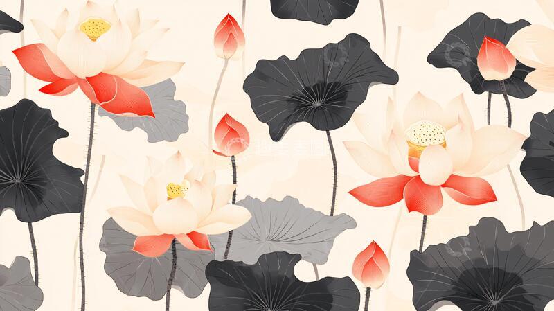 高清大图下载【趣麦麦图】现代简约荷花