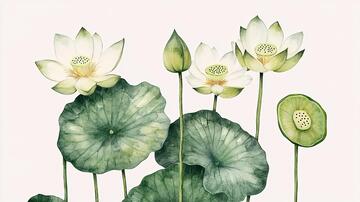 手绘荷花手绘荷叶