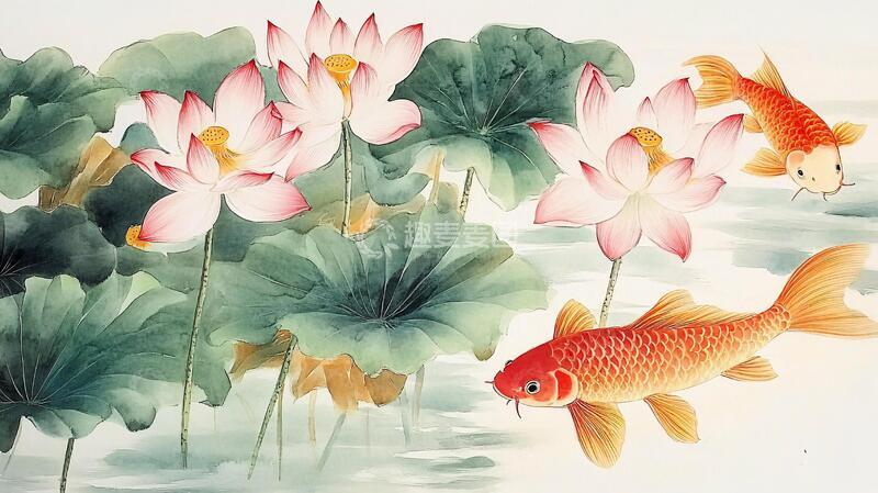 高清大图下载【趣麦麦图】九鱼图美术绘画