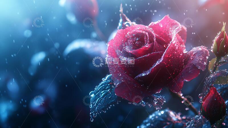 高清大图下载【趣麦麦图】玫瑰花上水珠6