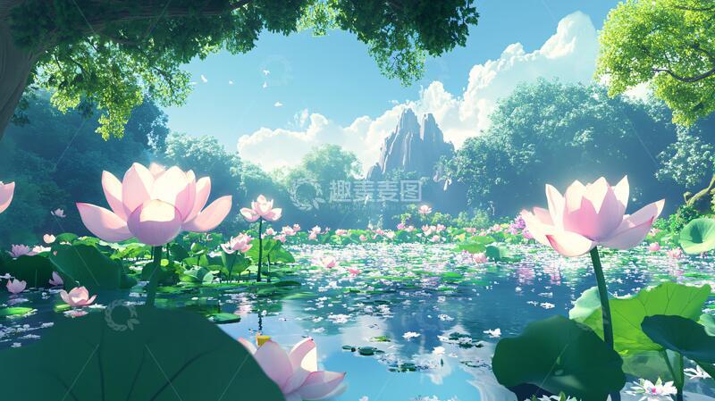 高清大图下载【趣麦麦图】荷花节屏背景2