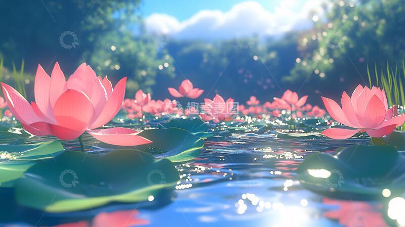 高清大图下载【趣麦麦图】荷花背景荷花意境梦幻