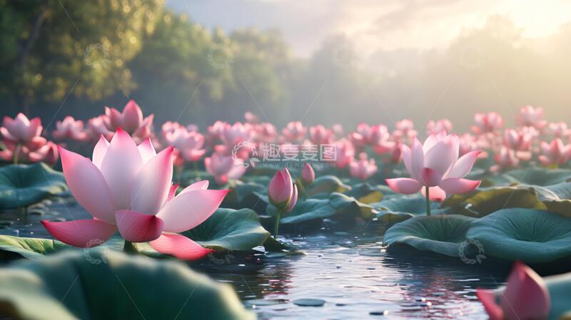 高清大图下载【趣麦麦图】唯美荷花黄昏荷花4