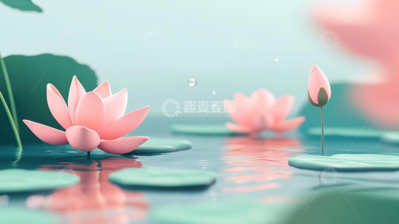 高清大图下载【趣麦麦图】荷花开放动画1