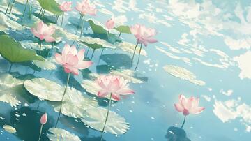 夏天荷塘插画22