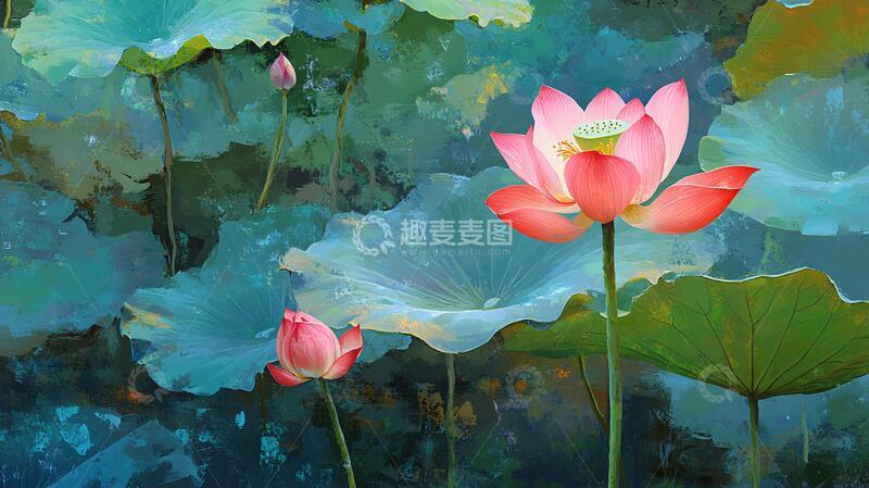 高清大图下载【趣麦麦图】数码手绘荷花7