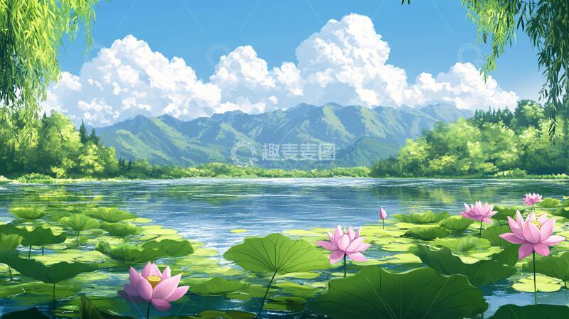 高清大图下载【趣麦麦图】荷花节屏背景1