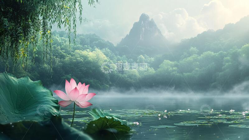 高清大图下载【趣麦麦图】荷花大场景荷花意境背景1