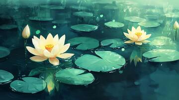 插画睡莲睡莲插画莲花