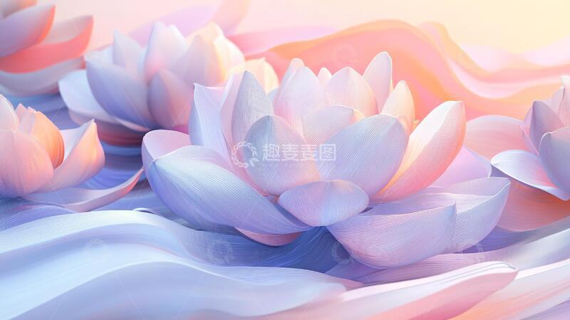 高清大图下载【趣麦麦图】渐变风花朵荷花立体花卉