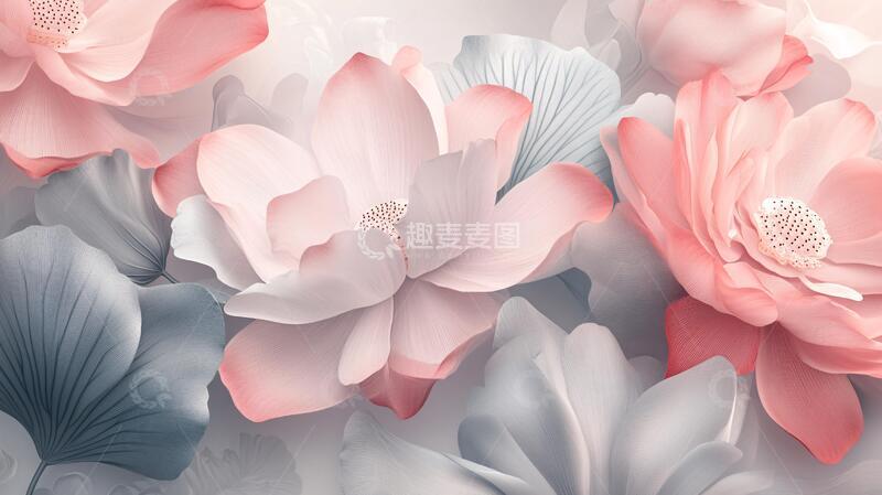 高清大图下载【趣麦麦图】渐变风花朵花卉立体花朵