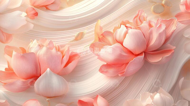 高清大图下载【趣麦麦图】花瓣插画浮雕