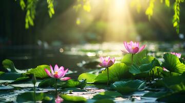 阳光与荷花阳光荷花荷塘1