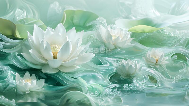 高清大图下载【趣麦麦图】荷花背景荷花壁画莲花