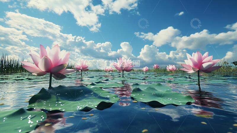 高清大图下载【趣麦麦图】荷花背景荷花莲花全景
