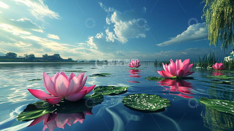 高清大图下载【趣麦麦图】唯美莲花倒影3