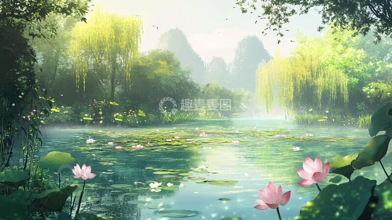 高清大图下载【趣麦麦图】荷花大场景荷花场景古风