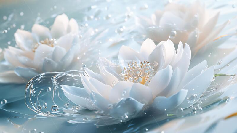 高清大图下载【趣麦麦图】梦幻莲花荷花水纹图