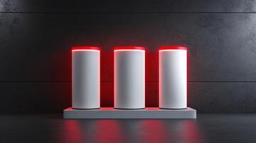 霓虹灯展台红色光柱暗影