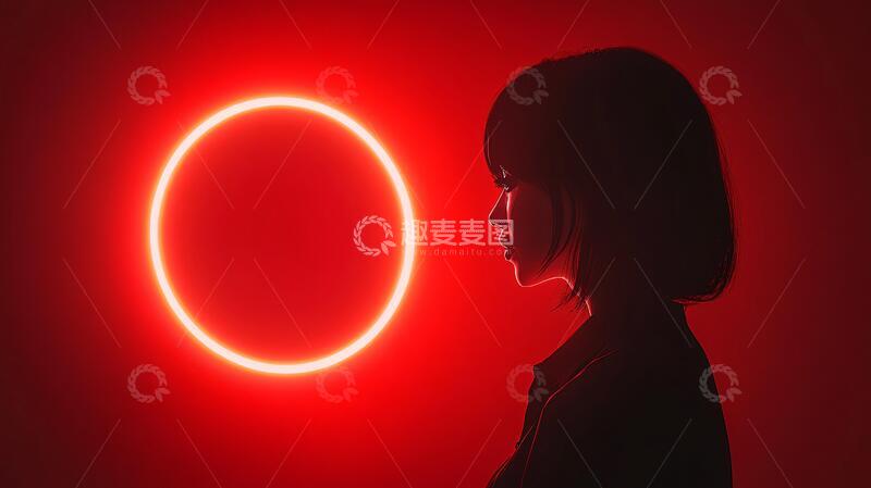 高清大图下载【趣麦麦图】霓虹灯发光小女孩1