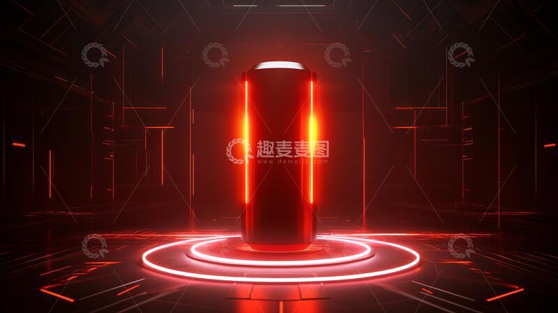 高清大图下载【趣麦麦图】科技电池科技背景红色