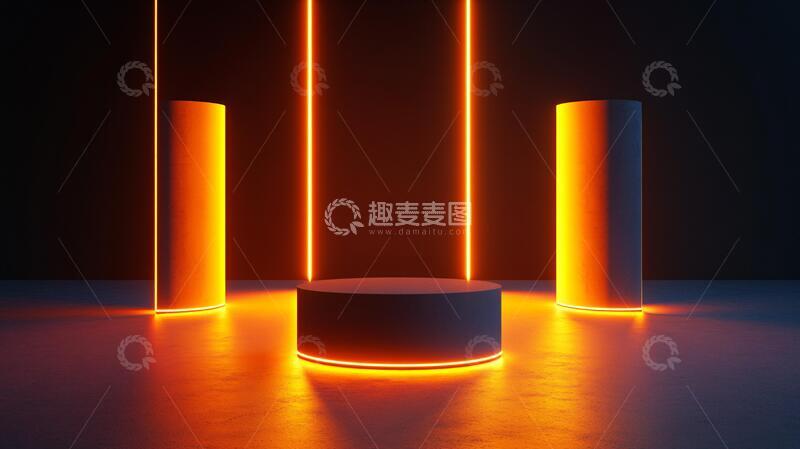 高清大图下载【趣麦麦图】霓虹灯展台舞台讲台平台