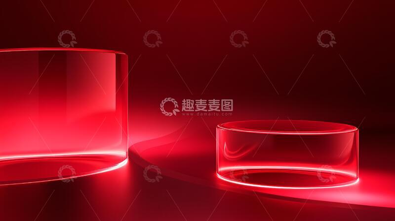 高清大图下载【趣麦麦图】玻璃展台粉色平台讲台