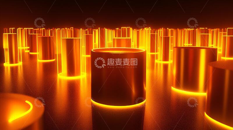 高清大图下载【趣麦麦图】金色圆柱展示台6