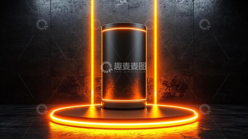 高清大图下载【趣麦麦图】发光展台黑色灯箱金色