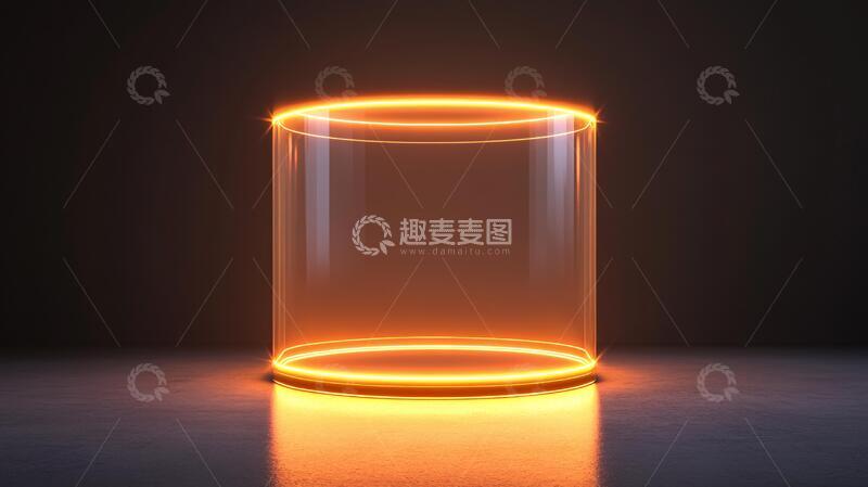 高清大图下载【趣麦麦图】霓虹灯展台场景玻璃圆形