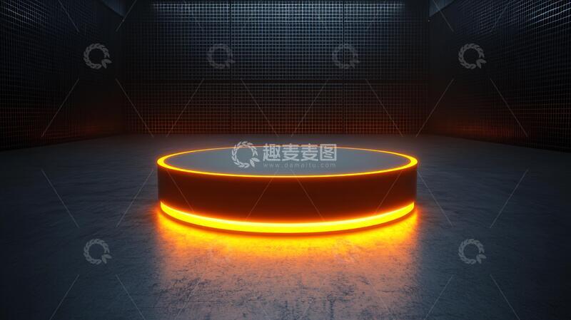 高清大图下载【趣麦麦图】橙色舞台舞台圆形平台