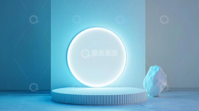 高清大图下载【趣麦麦图】霓虹灯展台平台圆形产品