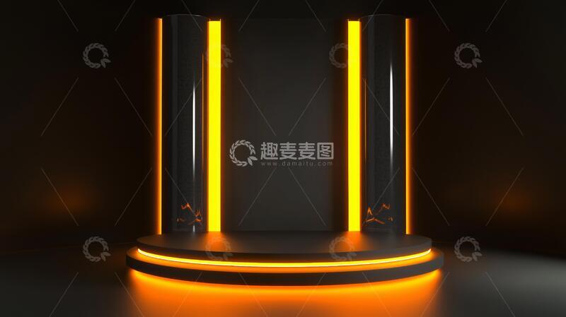 高清大图下载【趣麦麦图】霓虹灯展台科技线条场景