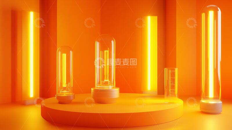 高清大图下载【趣麦麦图】霓虹灯展台场景线条潮流