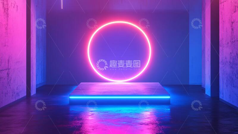 高清大图下载【趣麦麦图】霓虹灯展台场景造型装置